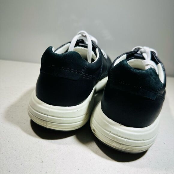 ECCO WOMENS SIZE 8 SOFT 7 BLACK LEATHER LACE UP SNEAKERS SHOES - Picture 9 of 9